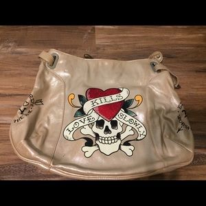 Ed Hardy large gold purse